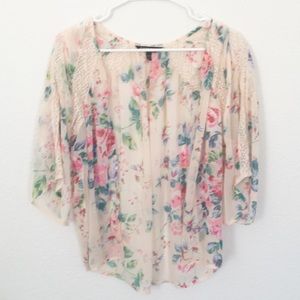 Express Floral Flowy Flower Cover Up See Thru Top